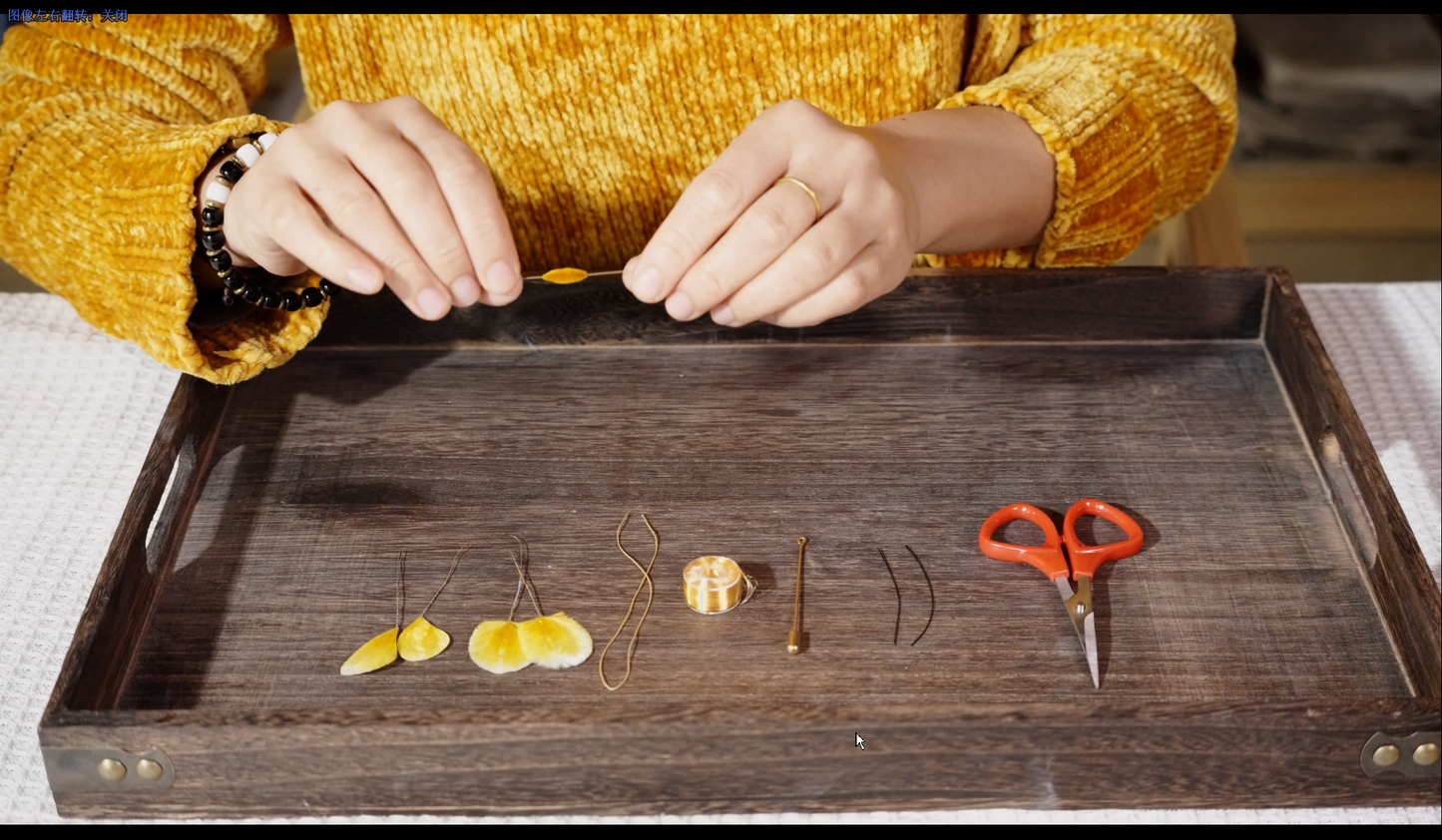 Velvet flower craft materials kit with silk floss sheets and tools for butterfly brooch
