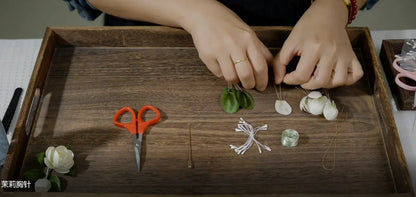 Artisan 'Ronghua' Kit: Craft a Velvet Jasmine Brooch of Purity & Grace - Silkpathcraftsmen Company