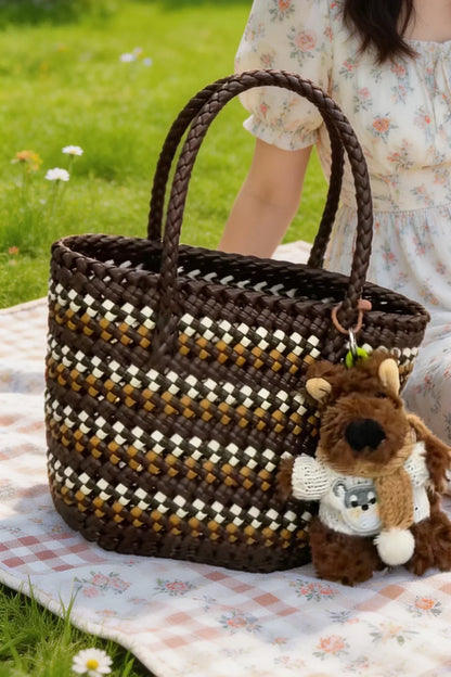 Brown Chestnut Plaid Weave - Rattan Weaving Beginner Course - Silkpathcraftsmen Company