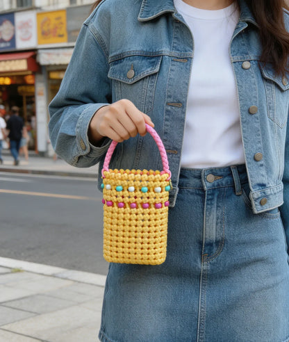  Rainbow Mini Woven Pouch - Rattan Weaving Experience Course
