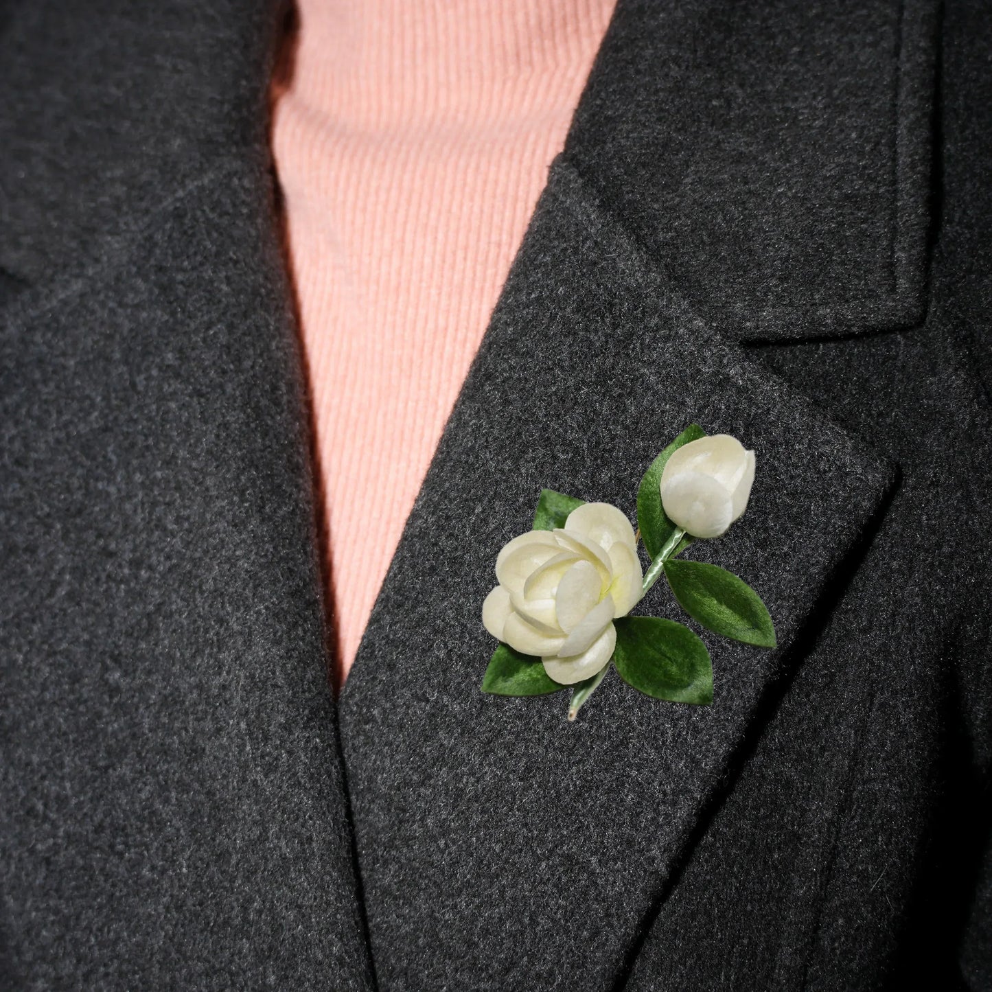 Artisan 'Ronghua' Kit: Craft a Velvet Jasmine Brooch of Purity & Grace - Silkpathcraftsmen Company