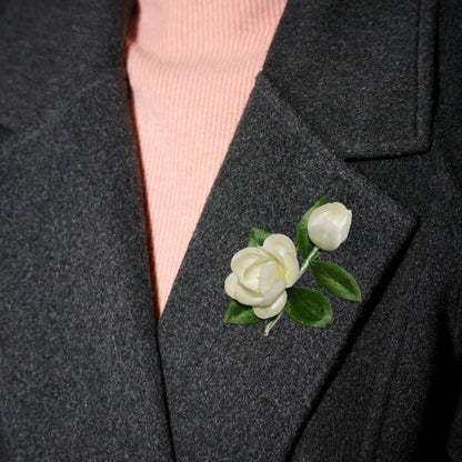 Artisan 'Ronghua' Kit: Craft a Velvet Jasmine Brooch of Purity & Grace - Silkpathcraftsmen Company