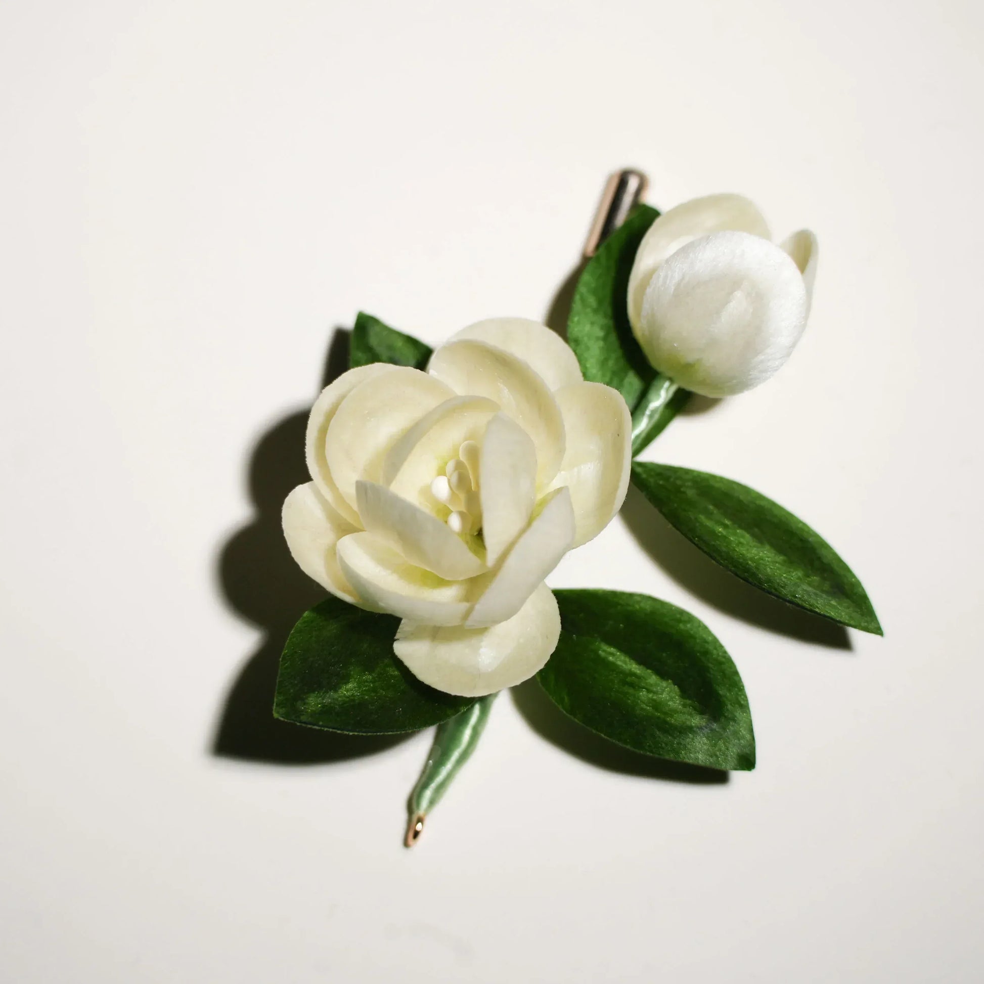 Artisan 'Ronghua' Kit: Craft a Velvet Jasmine Brooch of Purity & Grace - Silkpathcraftsmen Company