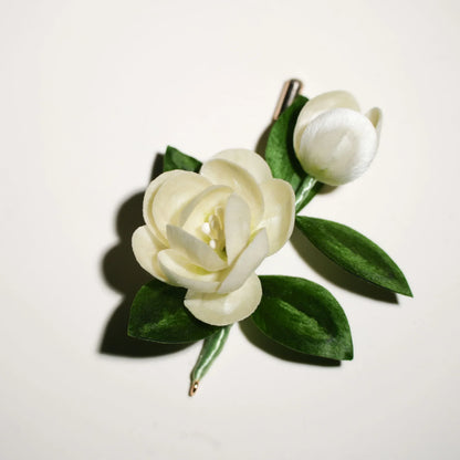 Artisan 'Ronghua' Kit: Craft a Velvet Jasmine Brooch of Purity & Grace - Silkpathcraftsmen Company