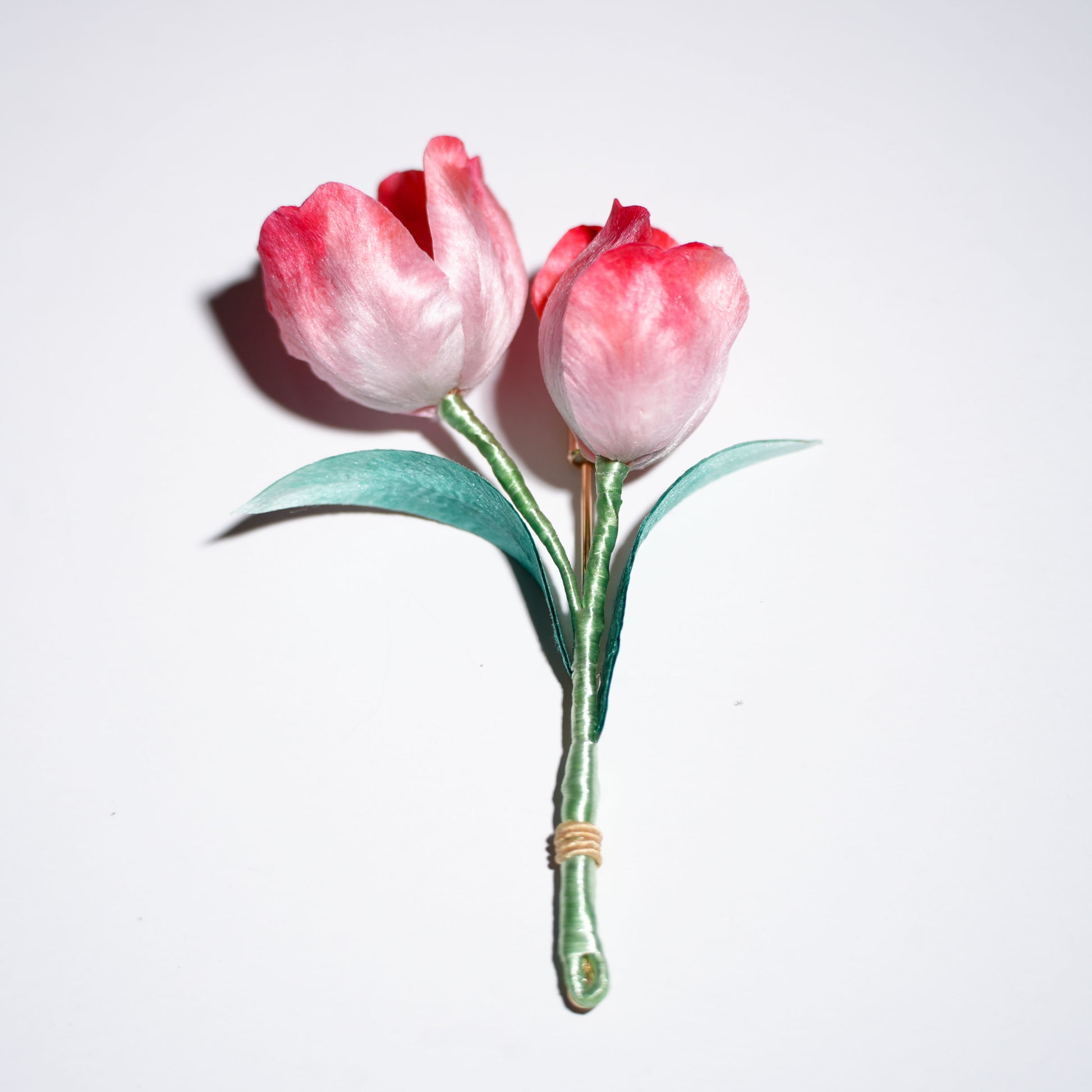 Velvet flower tulip brooch close-up showing realistic petal details and flower center